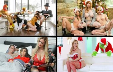 Kat Dior, Brooklyn Chase, Dee Williams, Casca Akashova - Holiday Fun With Milfs Compilation